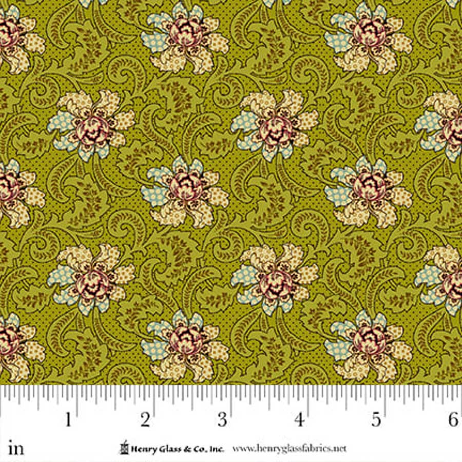 Green Floral EQS Fabric Henry Glass Flower Pot Prints in Green Fancies And Foulards - The Sewing Studio