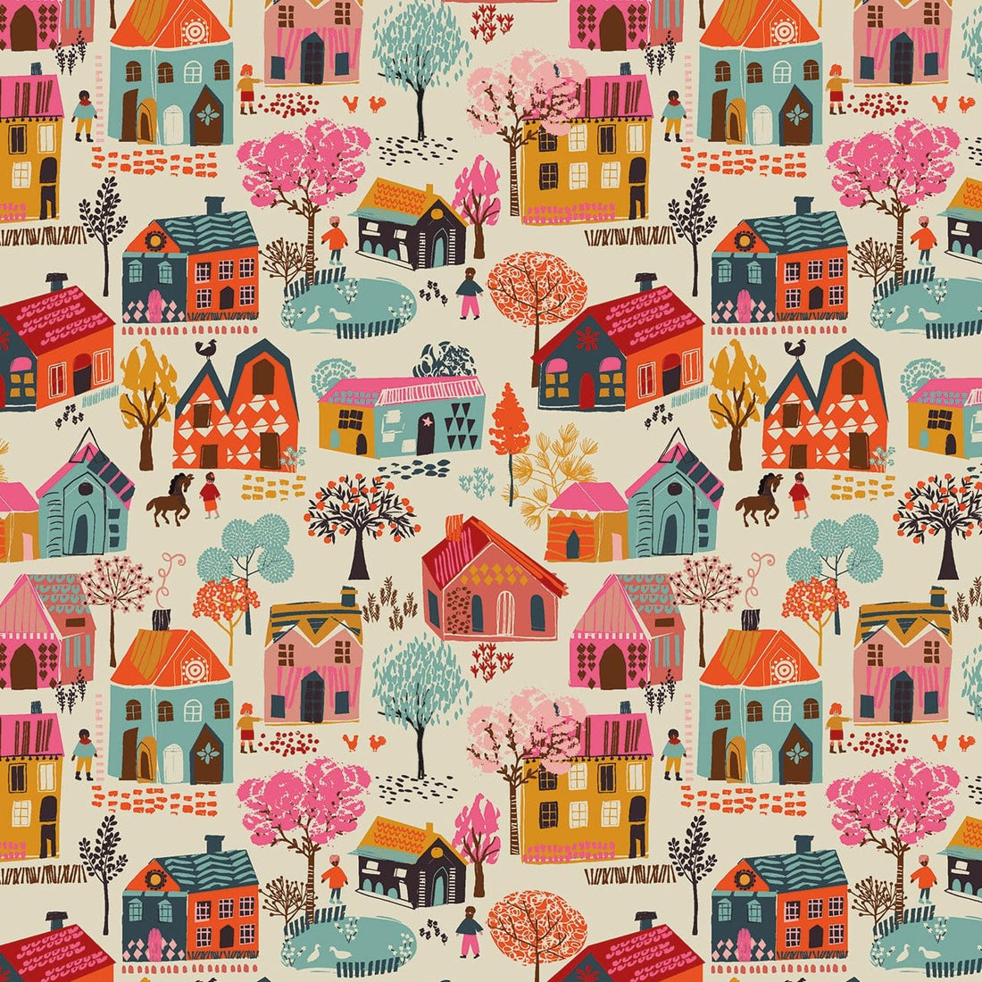 Multi-coloured Novelty EQS Fabric Thread & Ink Fine Folk - The Sewing Studio