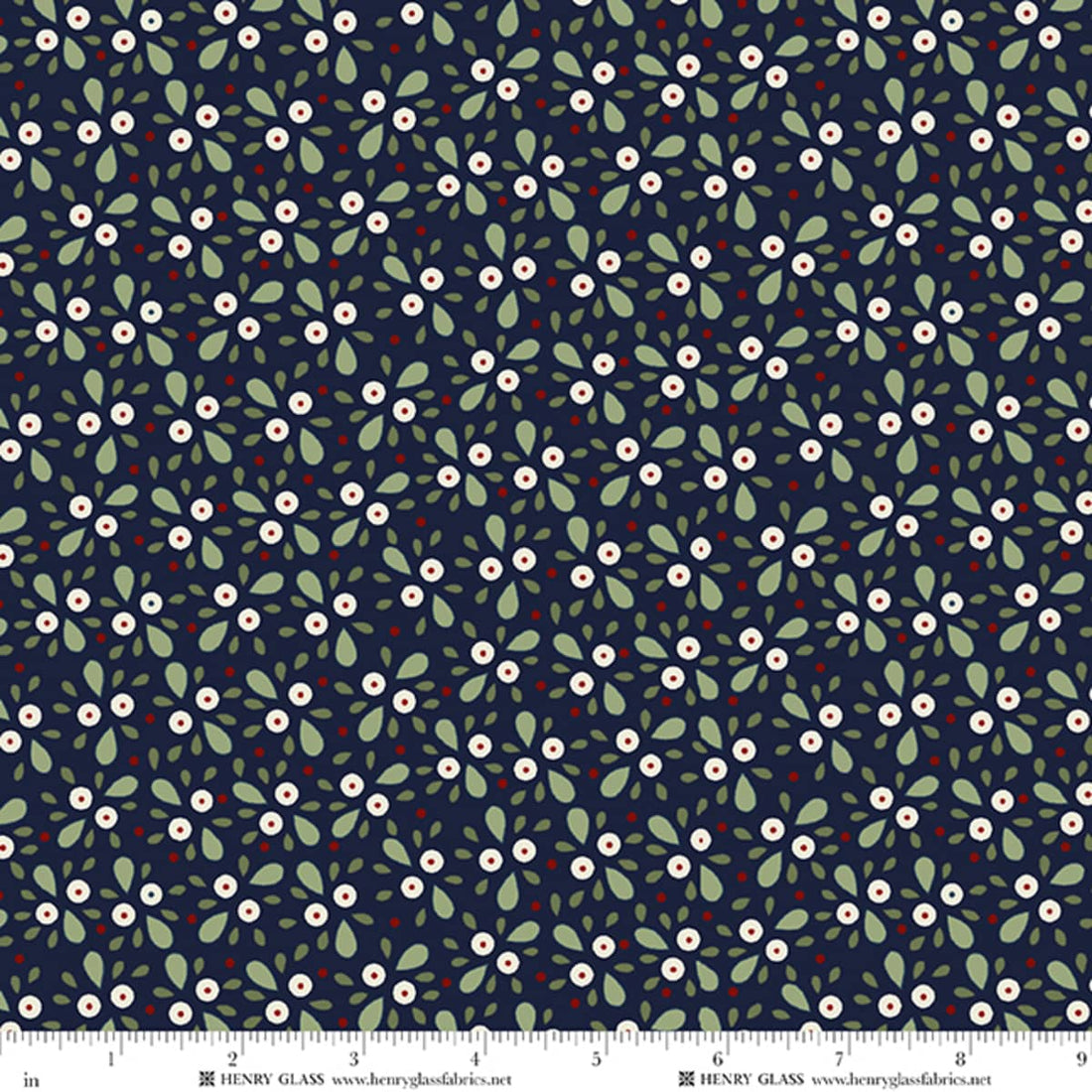 Blue Floral EQS Fabric Henry Glass Wildflowers in Navy Forget Me Nots - The Sewing Studio