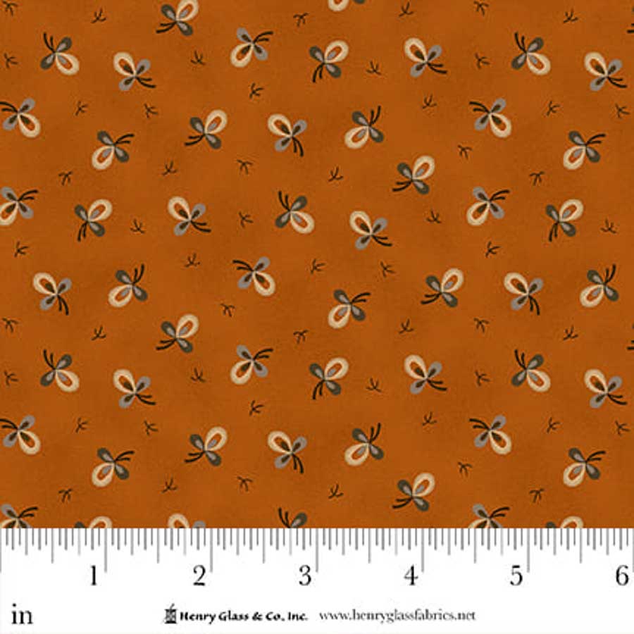 Orange Floral EQS Fabric Henry Glass Flower Pot Prints in Orange Ditsy Blooms - The Sewing Studio