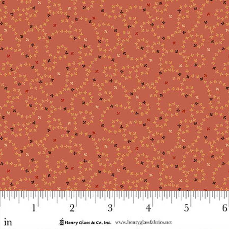 Orange Foliage EQS Fabric Henry Glass Flower Pot Prints in Pink Meandering Vines - The Sewing Studio