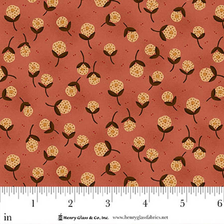 Orange Floral EQS Fabric Henry Glass Flower Pot Prints in Pink Tossed Dandelions - The Sewing Studio