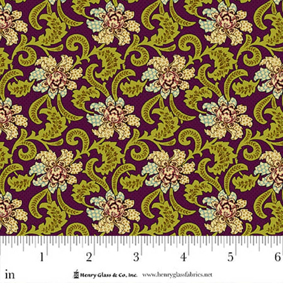 Purple Floral EQS Fabric Henry Glass Flower Pot Prints in Plum Fancies And Foulards - The Sewing Studio