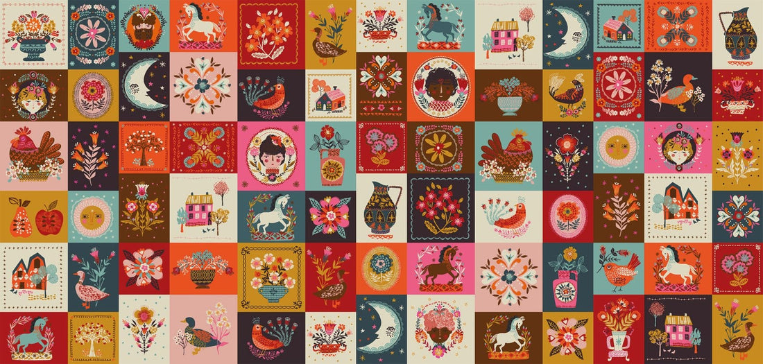 Brown Novelty EQS Fabric Thread & Ink Fine Folk - The Sewing Studio