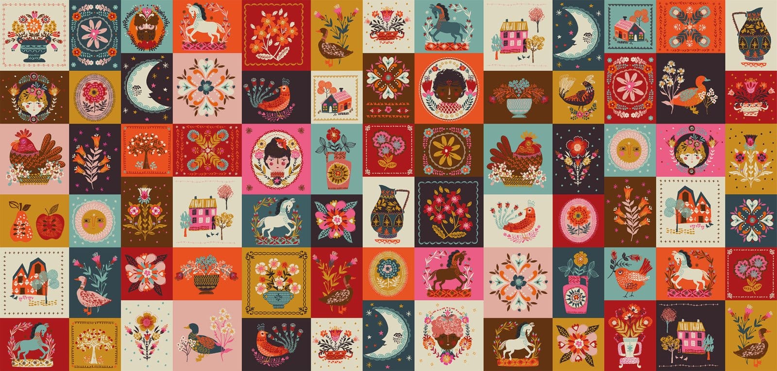 Brown Novelty EQS Fabric Thread & Ink Fine Folk - The Sewing Studio