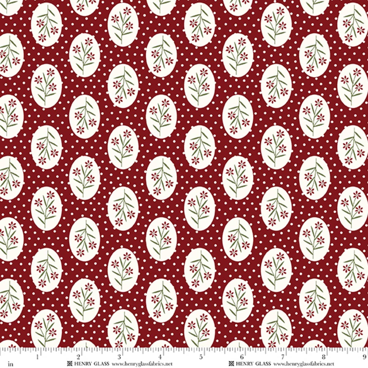 Red Floral EQS Fabric Henry Glass Wildflowers in Red Cameo Floral - The Sewing Studio