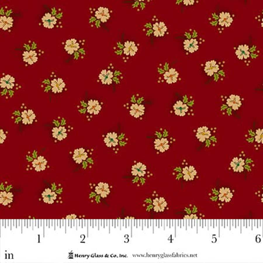 Red Floral EQS Fabric Henry Glass Flower Pot Prints in Red Daisy Blossoms - The Sewing Studio