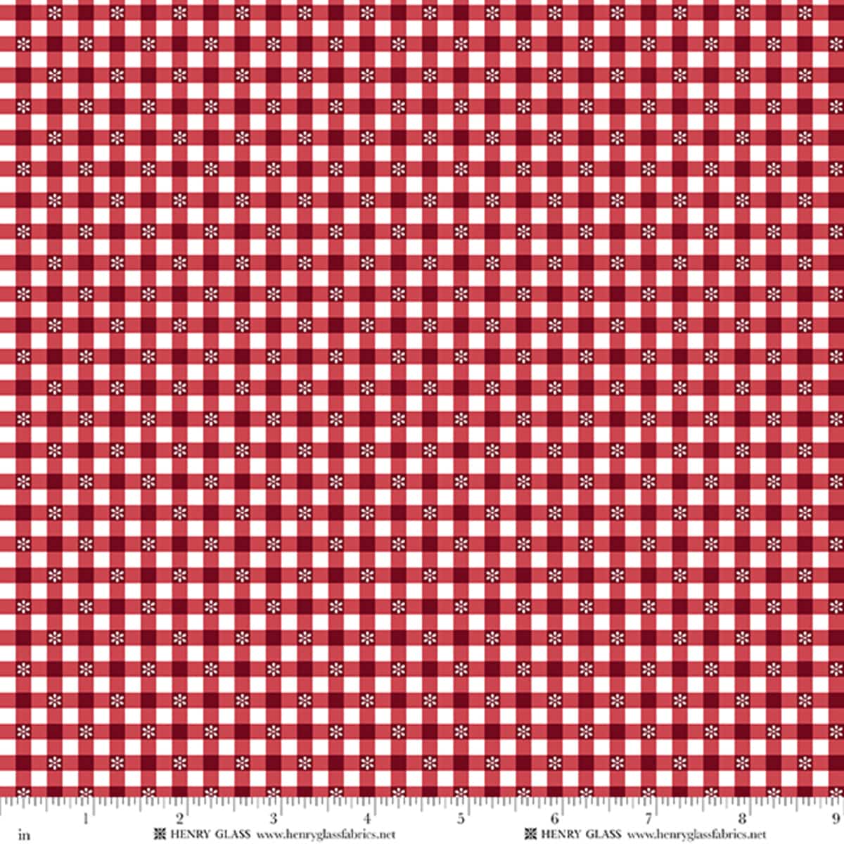 Red Gingham EQS Fabric Henry Glass Wildflowers in Red Daisy Check - The Sewing Studio
