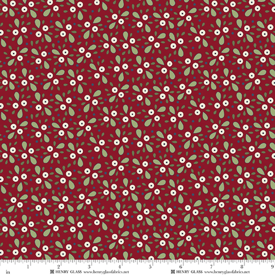 Red Floral EQS Fabric Henry Glass Wildflowers in Red Forget Me Nots - The Sewing Studio