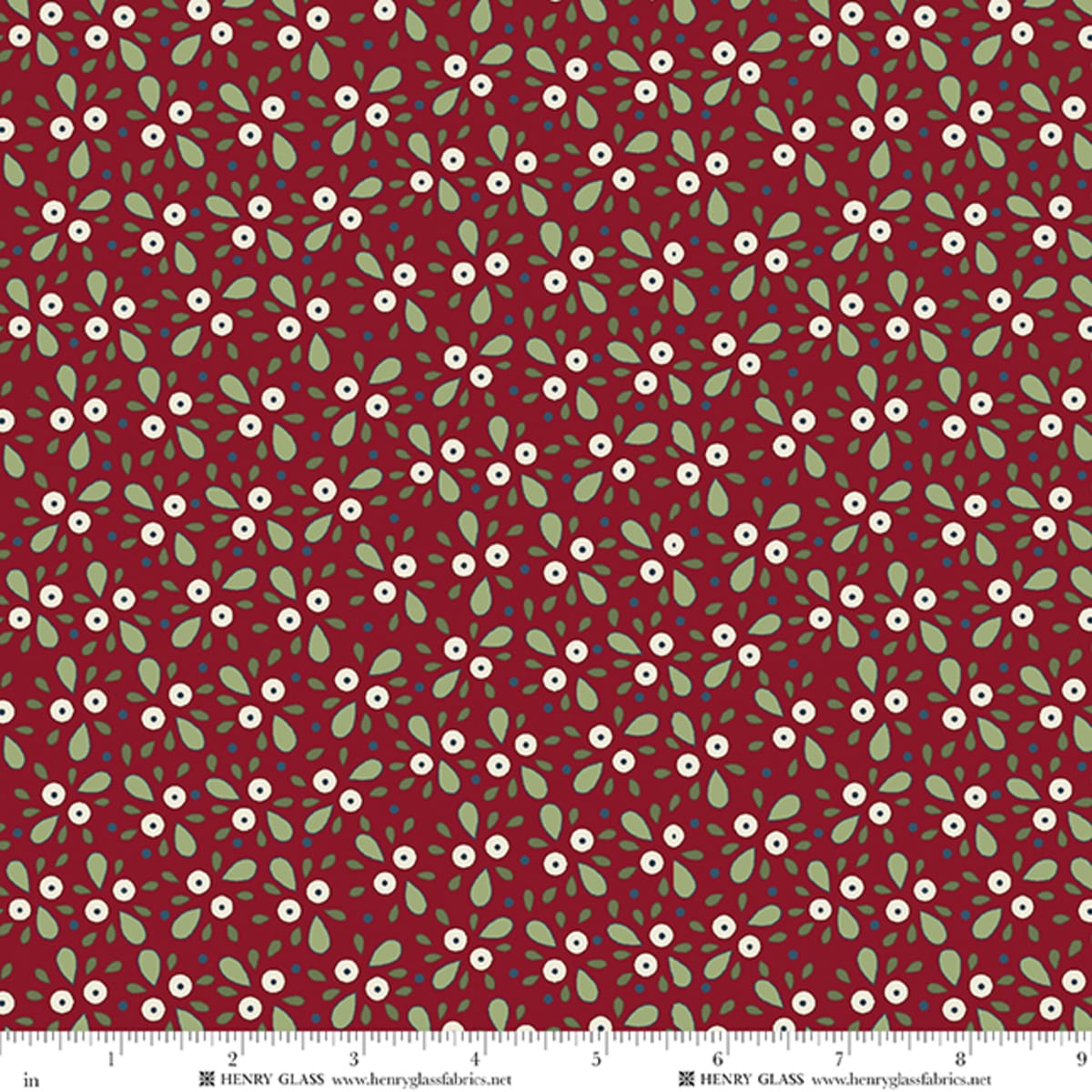 Red Floral EQS Fabric Henry Glass Wildflowers in Red Forget Me Nots - The Sewing Studio