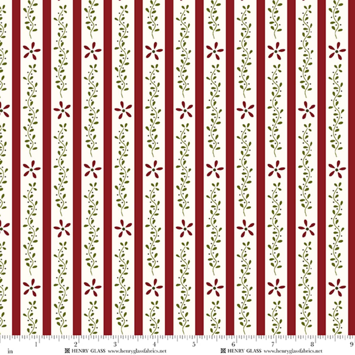 Red Stripes EQS Fabric Henry Glass Wildflowers in Red Vine Stripe - The Sewing Studio