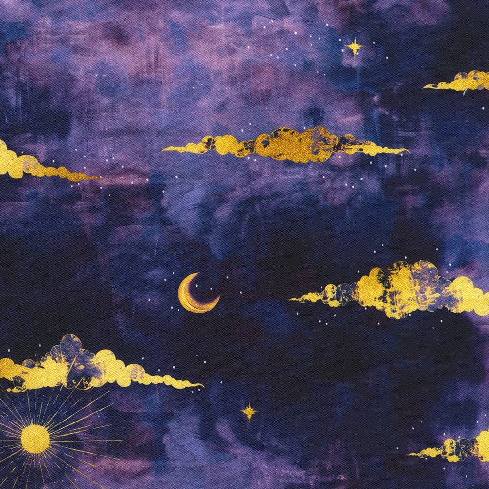 Multi-coloured Celestial EQS Fabric Robert Kauffman Stardust - The Sewing Studio