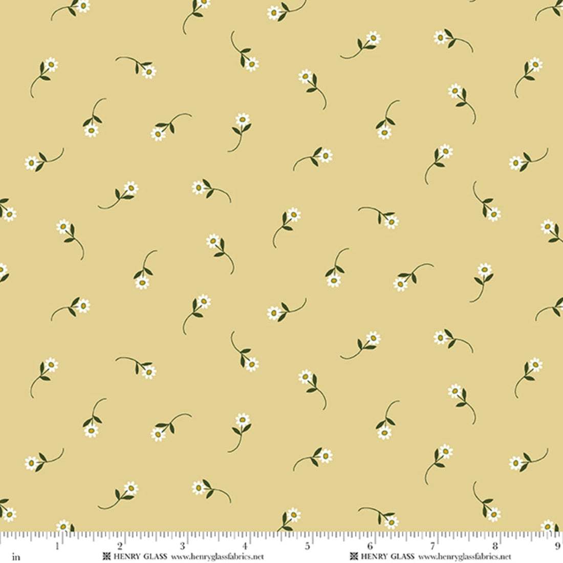 Yellow Floral EQS Fabric Henry Glass Wildflowers in Yellow Tossed Daisy - The Sewing Studio