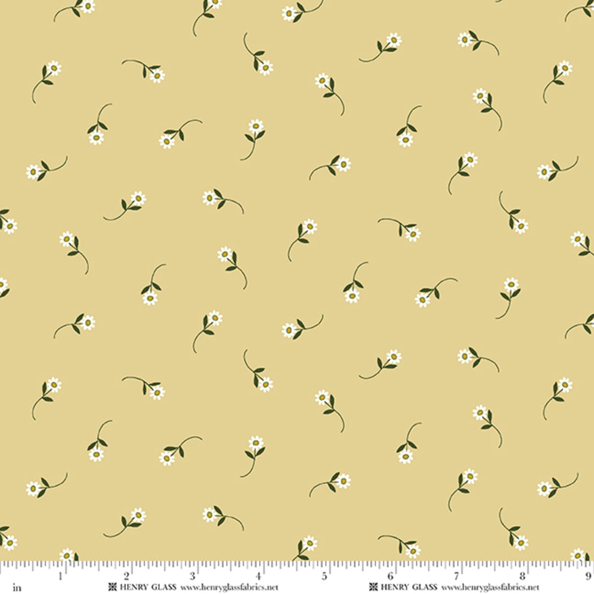 Yellow Floral EQS Fabric Henry Glass Wildflowers in Yellow Tossed Daisy - The Sewing Studio