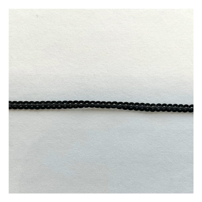 Essential Trimmings Beads Sequins Accessories Strung Sequins: 3mm wide: Black. Price per metre.  - The Sewing Studio