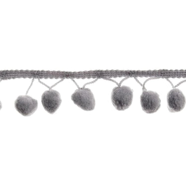 Essential Trimmings Craft Accessories Pom Pom Fringe Trim: 25mm: Grey  - The Sewing Studio for sale UK - The Sewing Studio