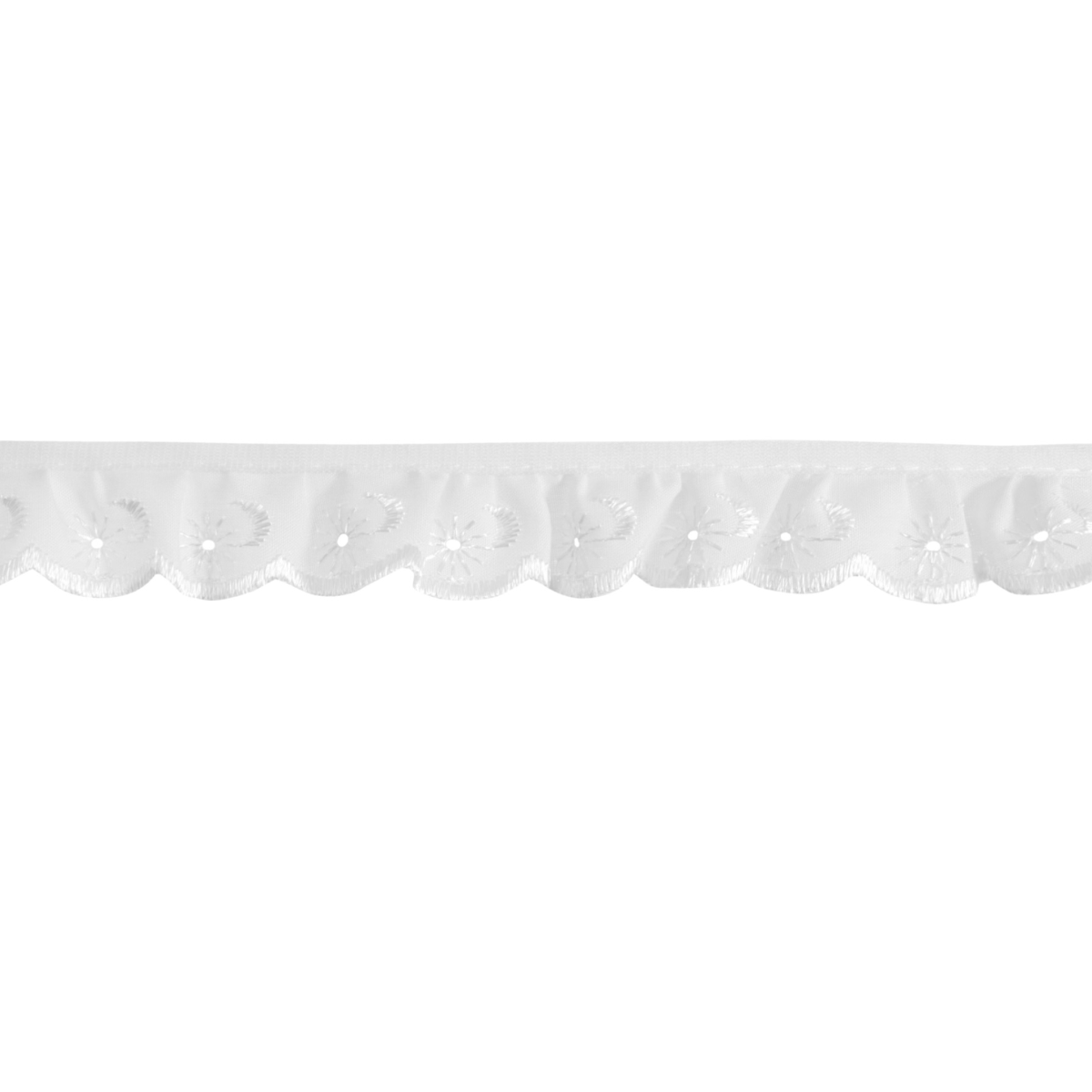 Essential Trimmings Lace Broderie Anglaise Frilled Lace Trim: 25mm: White  - The Sewing Studio