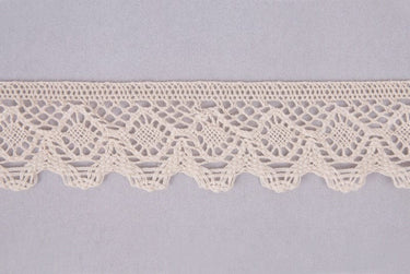 Essential Trimmings Lace Cotton Lace Trim: Natural: 45mm wide. Price per metre.  - The Sewing Studio for sale UK - The Sewing Studio