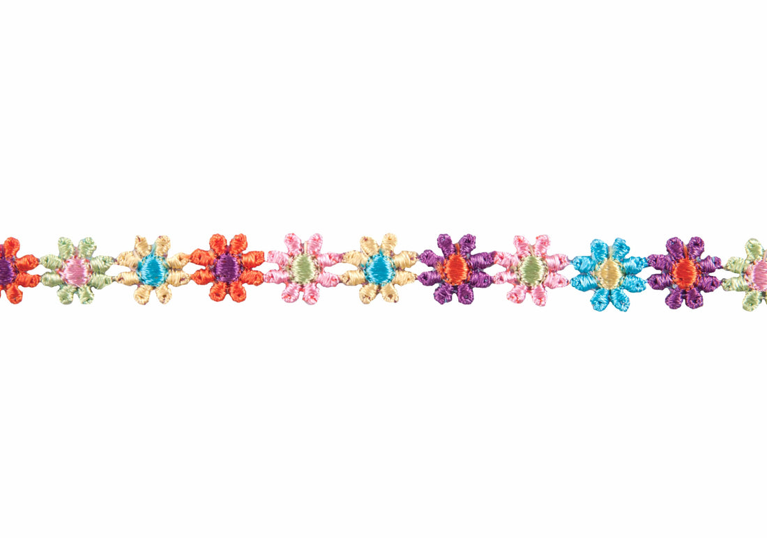 Essential Trimmings Lace Guipure Daisy Lace Trim: 12mm: Multi-coloured  - The Sewing Studio