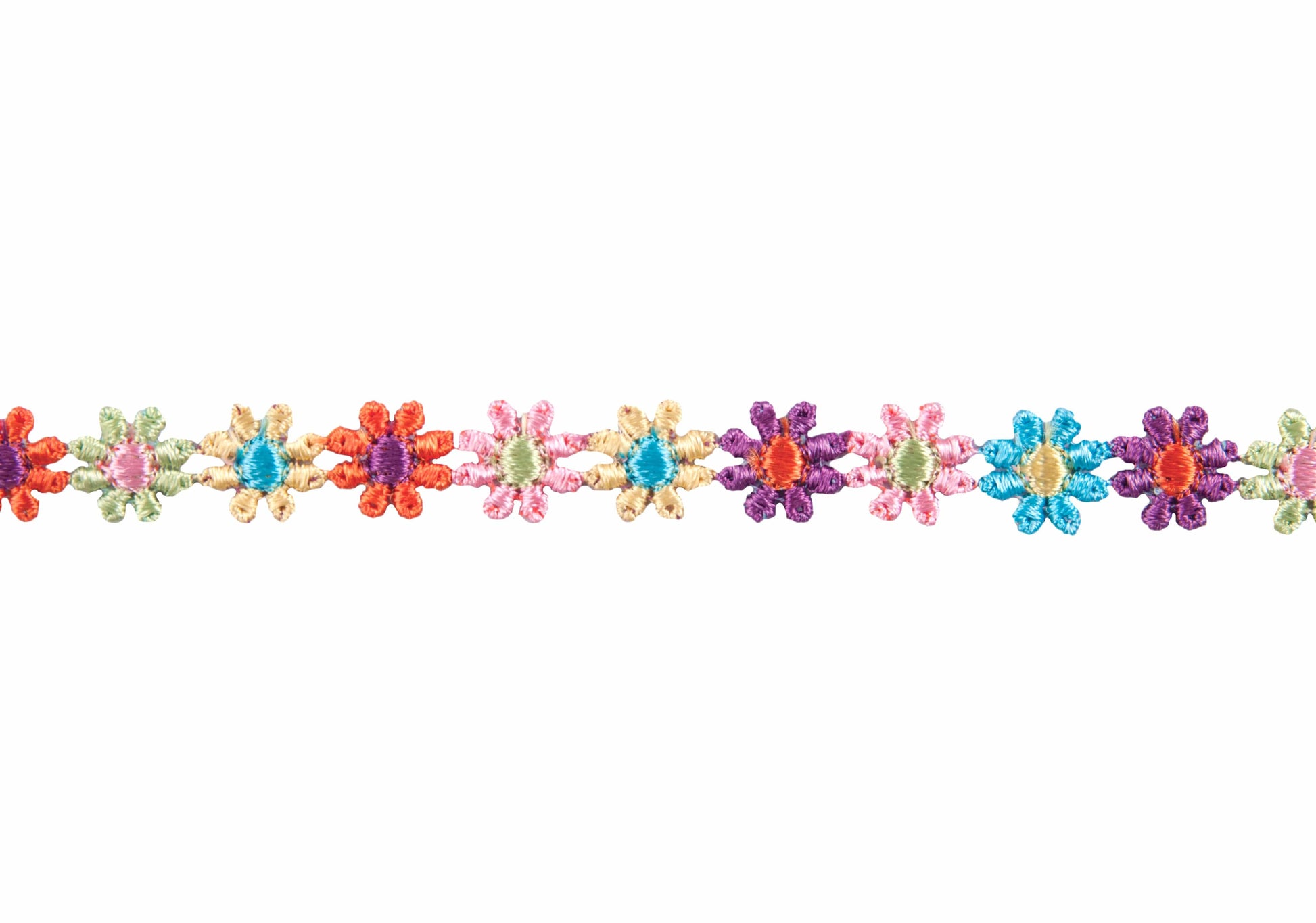 Essential Trimmings Lace Guipure Daisy Lace Trim: 12mm: Multi-coloured  - The Sewing Studio