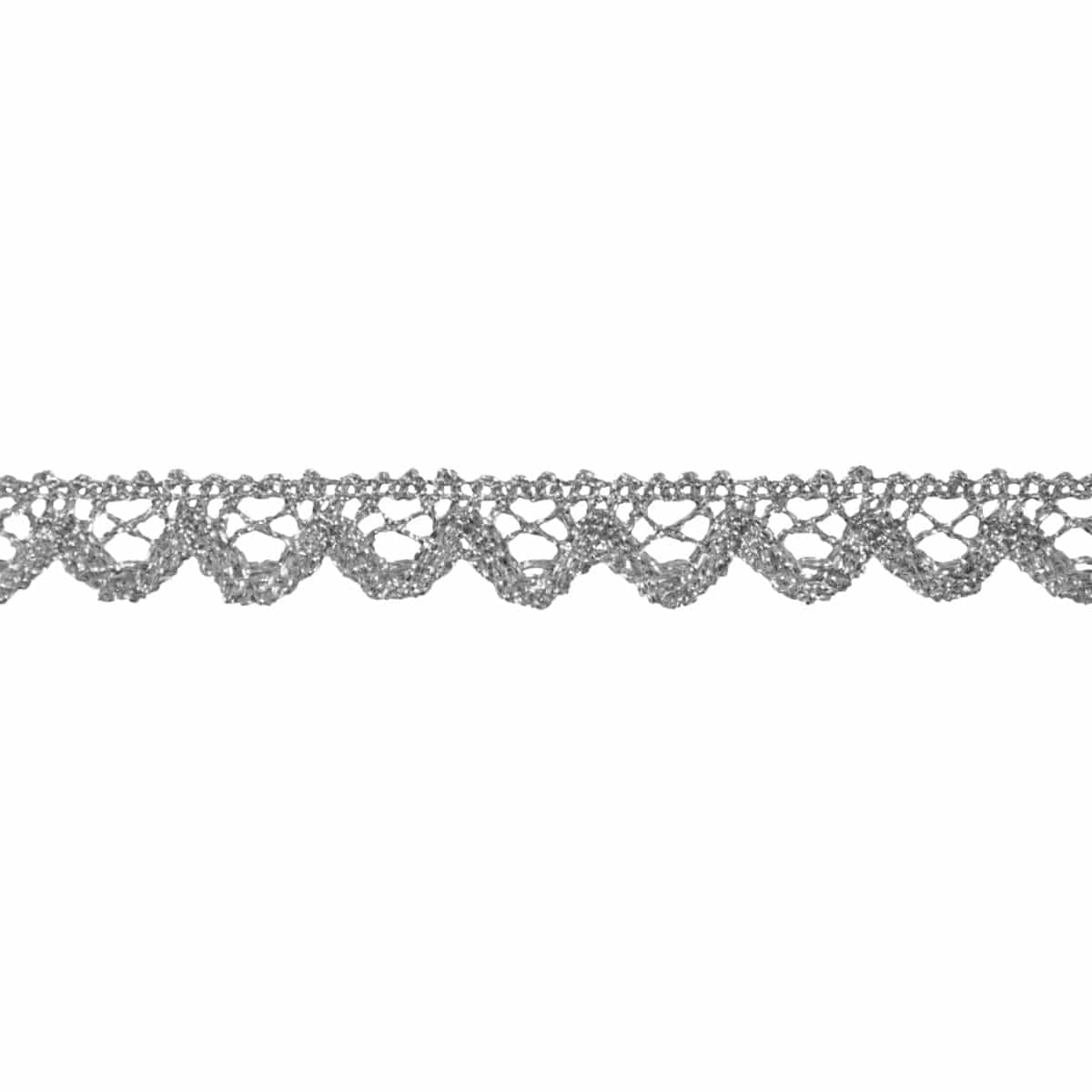 Essential Trimmings Lace Metallic Lace Trim: 16mm: Silver. Price per metre.  - The Sewing Studio
