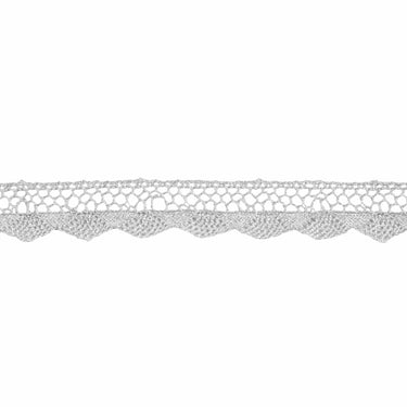 Essential Trimmings Lace Metallic Lace Trim: 20mm wide: Light Silver. Price per metre.  - The Sewing Studio for sale UK - The Sewing Studio
