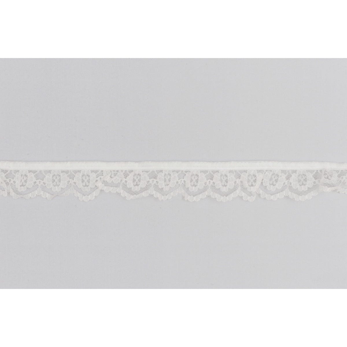 Essential Trimmings Lace Nylon Frilled Lace Trim: 25mm wide: Ivory. Price per metre.  - The Sewing Studio