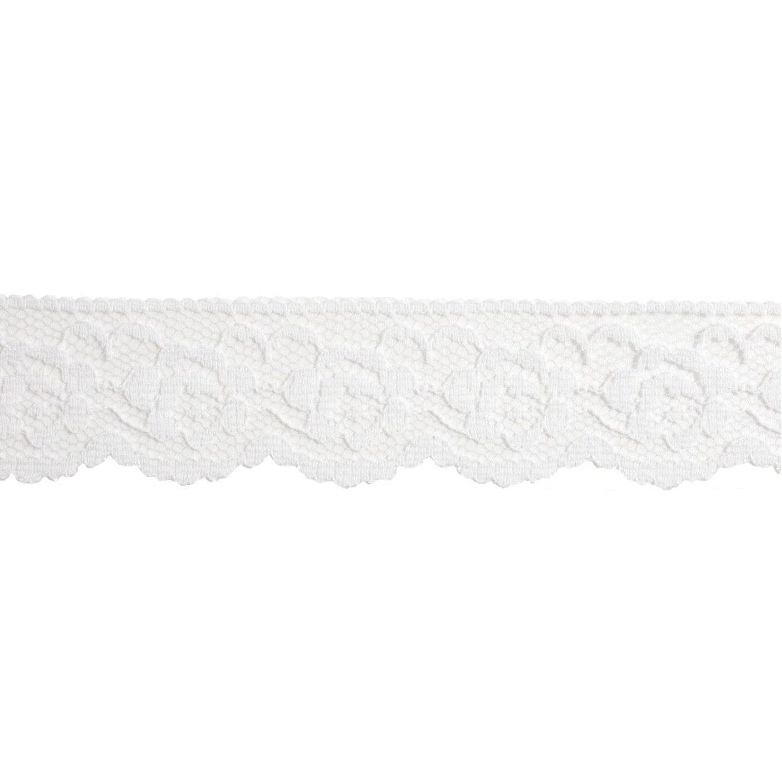 Essential Trimmings Lace Nylon Lace: white: 35mm wide. Price per metre.  - The Sewing Studio