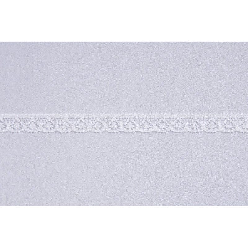 Essential Trimmings Lace Nylon Narrow Lace Trim: White 10mm wide. Price per metre.  - The Sewing Studio