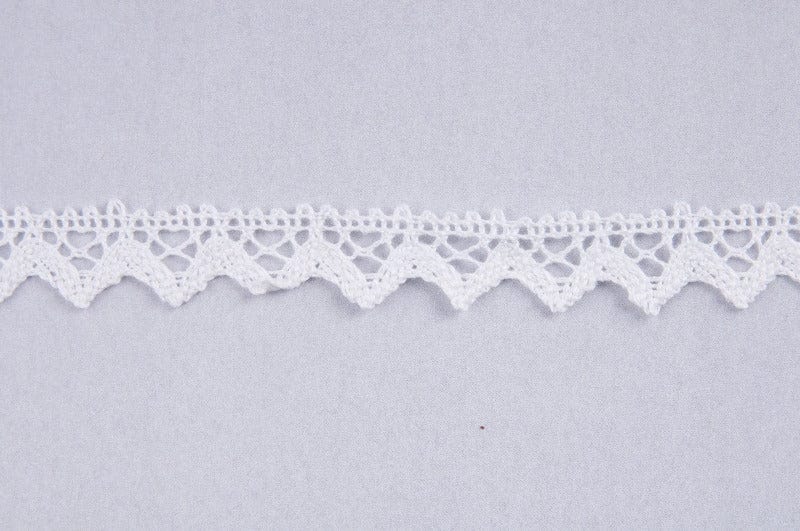 Essential Trimmings Lace Trim: Lace: Cotton: 16mm: White. Per metre.  - The Sewing Studio