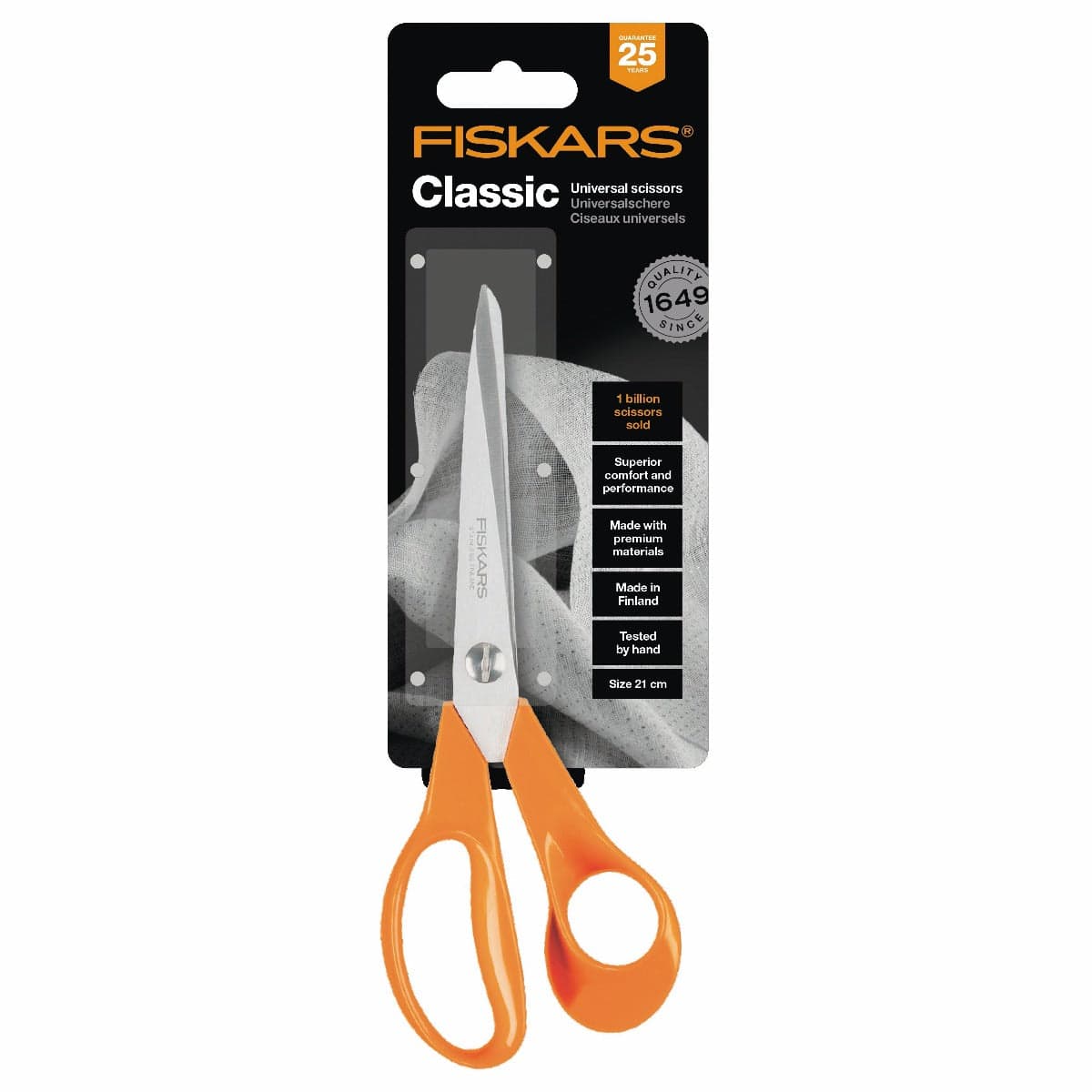 Fiskars Scissors Fiskars Classic Scissors: right handed 21cm  - The Sewing Studio