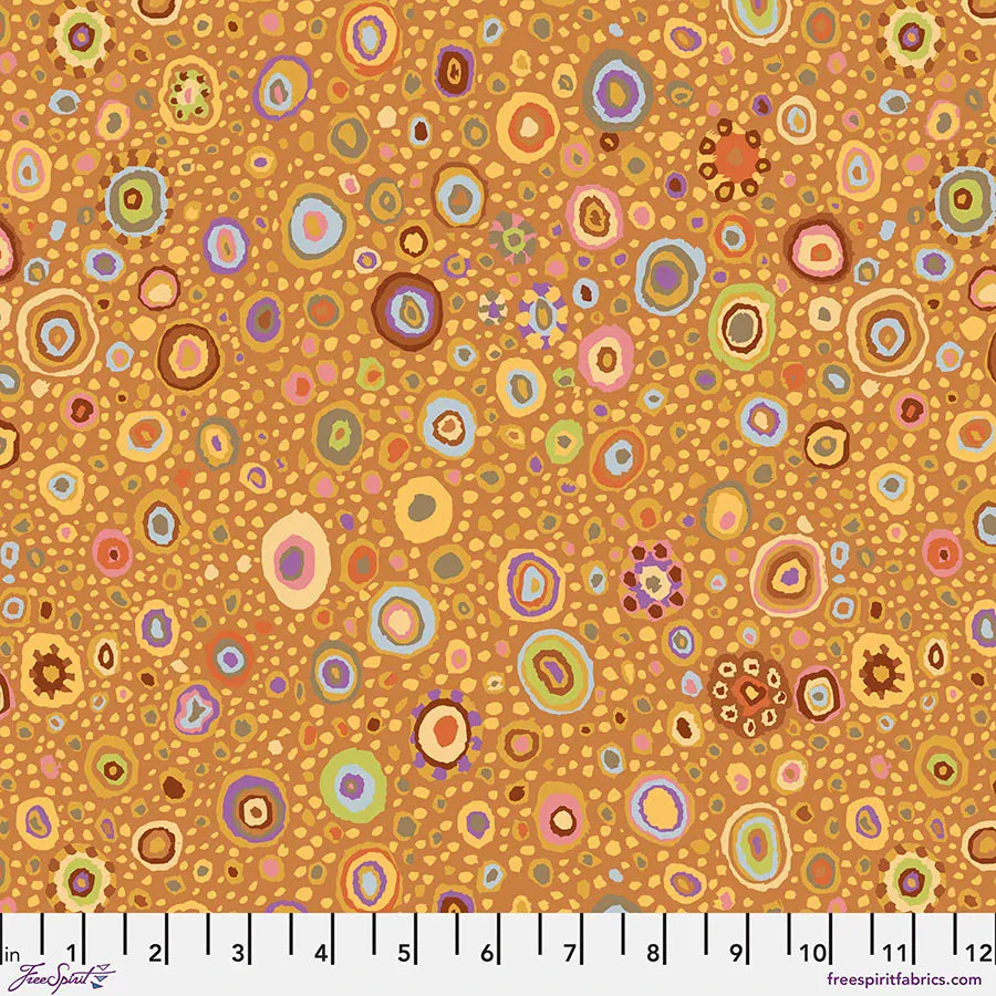 Orange Classic Prints, Spots and Dots Freespirit Fabric Kaffe Fassett Ode to Roman Glass in Gold - The Sewing Studio