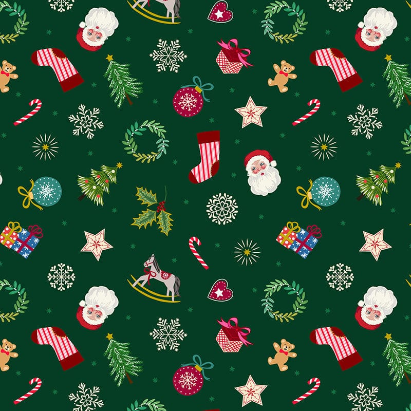 Green Christmas, Novelty, Metallic Lewis and Irene Fabric Lewis & Irene Oh Christmas Tree Fabric - The Sewing Studio