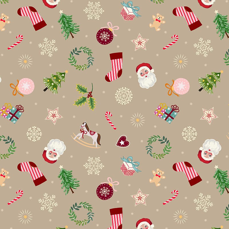 Creams and Naturals Christmas, Novelty, Metallic Lewis and Irene Fabric Lewis & Irene Oh Christmas Tree Fabric - The Sewing Studio