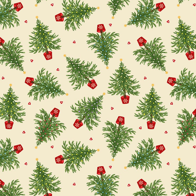 Creams and Naturals Christmas, Metallic Lewis and Irene Fabric Lewis & Irene Oh Christmas Tree Fabric - The Sewing Studio