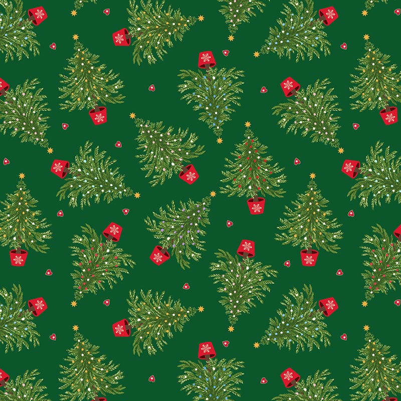 Green Christmas, Metallic Lewis and Irene Fabric Lewis & Irene Oh Christmas Tree Fabric - The Sewing Studio