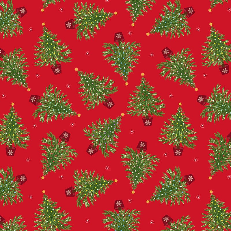 Red Christmas, Metallic Lewis and Irene Fabric Lewis & Irene Oh Christmas Tree Fabric - The Sewing Studio
