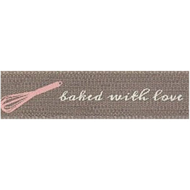 Groves Ribbon Baked With Love: 15mm Wide: Taupe. Price per metre.  - The Sewing Studio for sale UK - The Sewing Studio