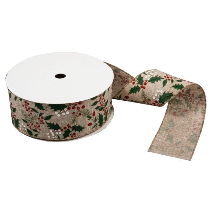 Groves Ribbon Premium Wire Edge Christmas Ribbon 63mm Wide  - The Sewing Studio