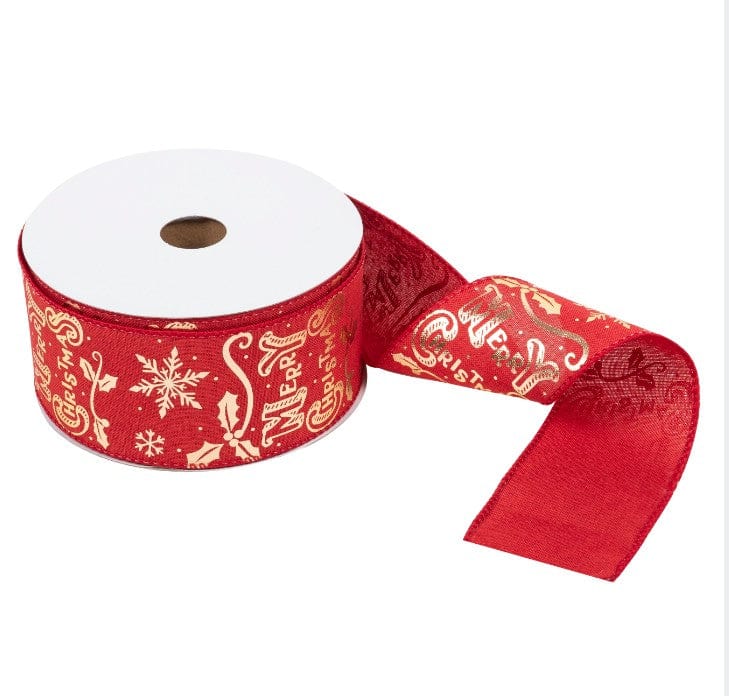 Groves Ribbon Premium Wire Edge Christmas Ribbon 63mm Wide  - The Sewing Studio