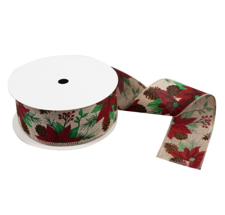 Groves Ribbon Premium Wire Edge Christmas Ribbon 63mm Wide  - The Sewing Studio