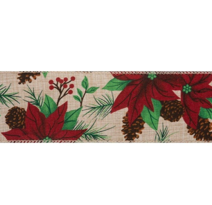 Groves Ribbon Premium Wire Edge Christmas Ribbon 63mm Wide  - The Sewing Studio