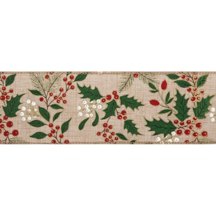 Groves Ribbon Premium Wire Edge Christmas Ribbon 63mm Wide  - The Sewing Studio