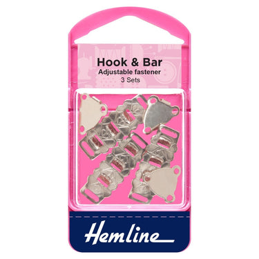 Hemline Eyelets & Fastenings Adjustable Hook And Bar Nickel: Pack of 3  - The Sewing Studio for sale UK - The Sewing Studio