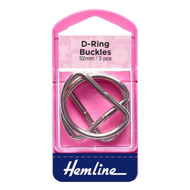 Hemline Eyelets & Fastenings D Rings 32mm Nickel 3 Pieces  - The Sewing Studio for sale UK - The Sewing Studio