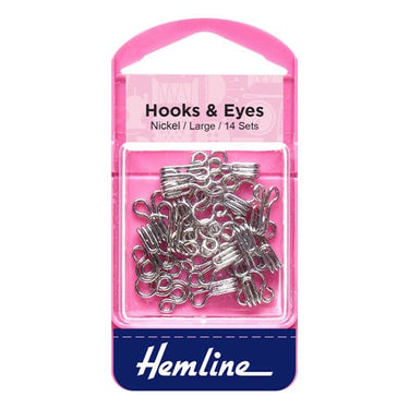 Hemline Eyelets & Fastenings Hook and Eye Nickel Size 3  - The Sewing Studio for sale UK - The Sewing Studio