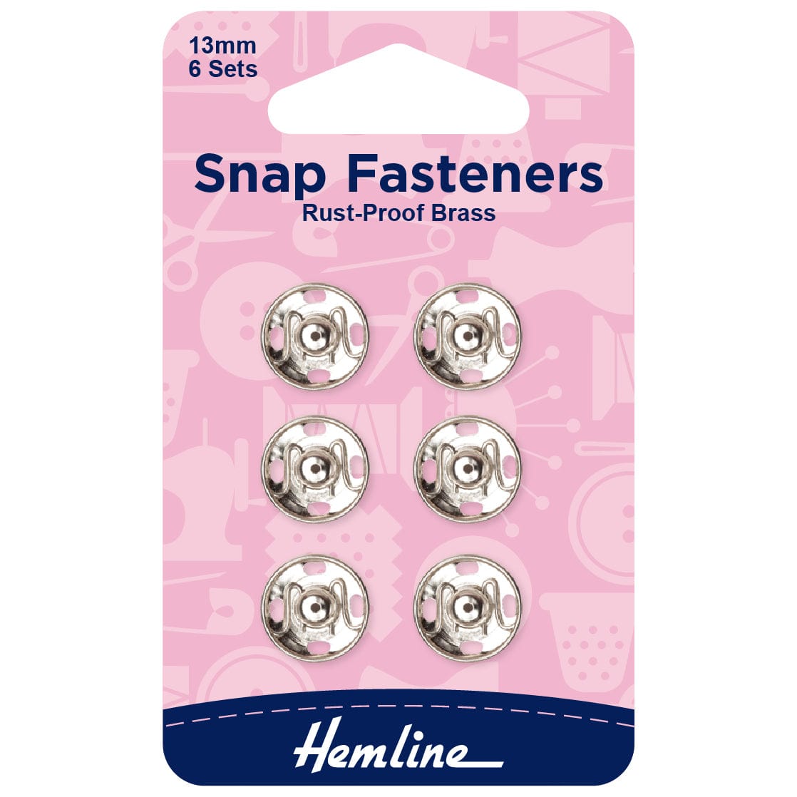 Hemline Eyelets & Fastenings Sew-on Snap Fasteners Nickel 13mm: Pack of 6  - The Sewing Studio