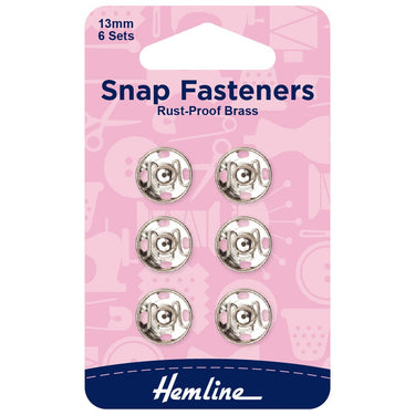 Hemline Eyelets & Fastenings Sew-on Snap Fasteners Nickel 13mm: Pack of 6  - The Sewing Studio for sale UK - The Sewing Studio