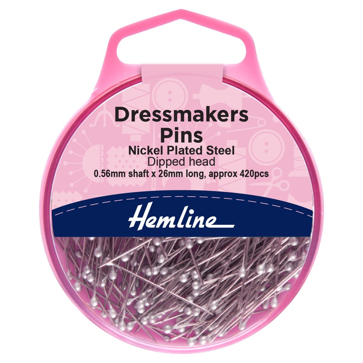 Hemline Pins Pins: Dressmaker's: Dipped Head: 26mm: Nickel: 420 Pieces  - The Sewing Studio