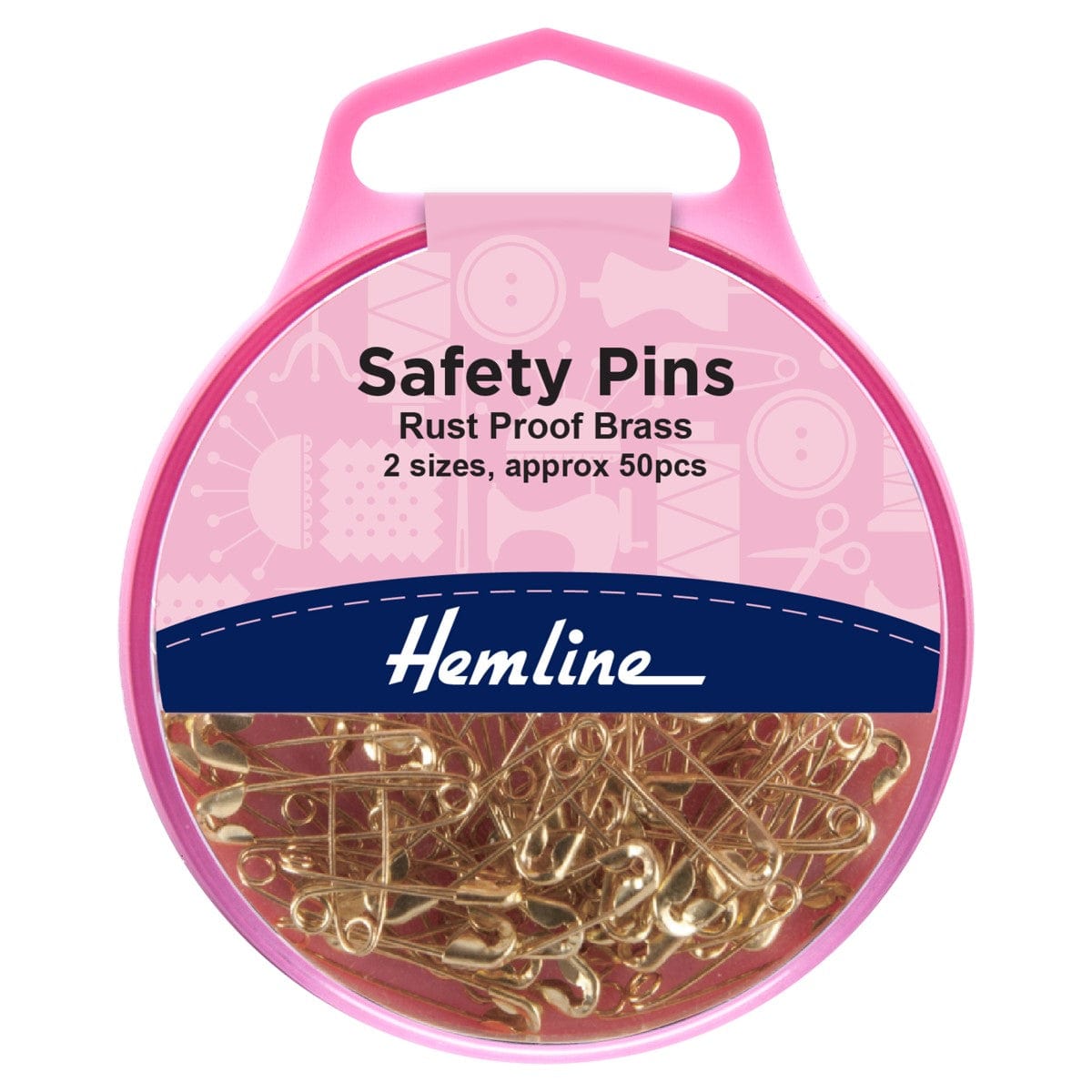 Hemline Pins Safety Pins: Rust Proof Brass: 2 assorted sizes  - The Sewing Studio
